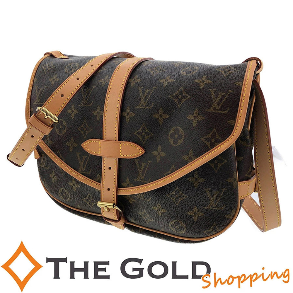 Louis Vuitton Saumur Monogram Crossbody Bag Canvas Leather Brown